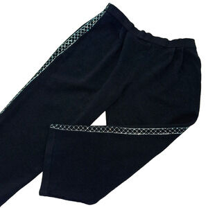 St John Evening Embellished Wide Leg Crop Pants Women Size 12 Black Knit Sparkly